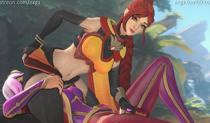 Redhead bitch sat with her pussy on the face of her lesbian girlfriend