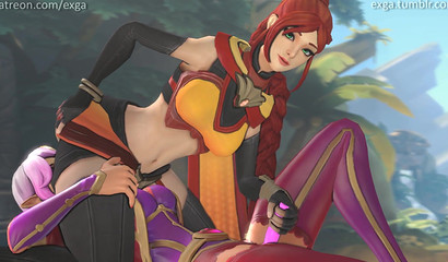 Redhead bitch sat with her pussy on the face of her lesbian girlfriend