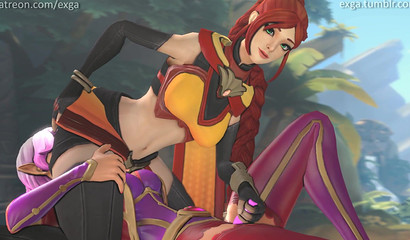 Redhead bitch sat with her pussy on the face of her lesbian girlfriend