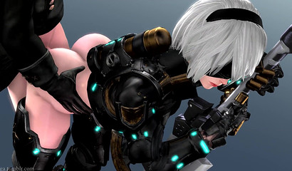 Warrior 2B with big sword fucks standing with her lover