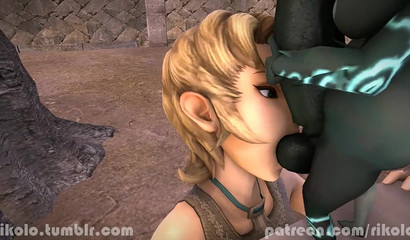 Dwarf with black futa-dick fuck in mouth Ilia from "Legend of Zelda"