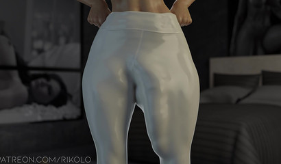 Nude sexy brunette show her big futanari cock