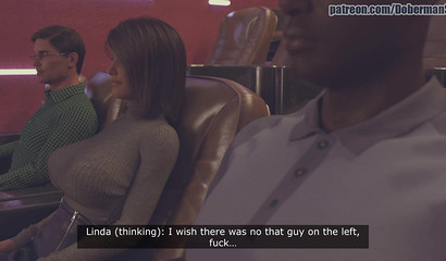Whore Linda fuck with black guy in cinema next to husband cuckold