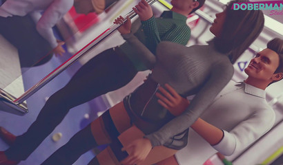 Curvy girl Linda gets fucked while standing in the subway with a stranger