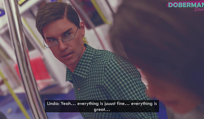 Curvy girl Linda gets fucked while standing in the subway with a stranger