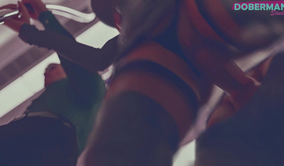 Curvy girl Linda gets fucked while standing in the subway with a stranger