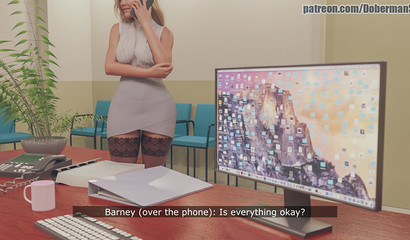 Dark skin boss fucks married secretary in black stockings in the office