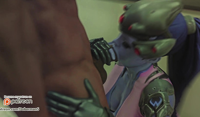Widowmaker make deep blowjob her dark skin boyfriend