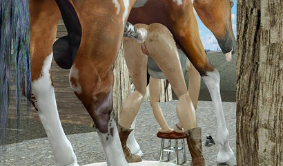 Horny horse with big balls gets butt fucked by beauty Lara Croft