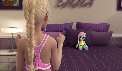 Masturbating futa blonde fucks a stuffed toy "My little pony"