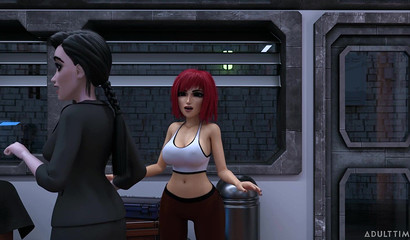 Werewolf girl fucks in a dark alley with futa beauty