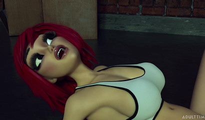 Werewolf girl fucks in a dark alley with futa beauty