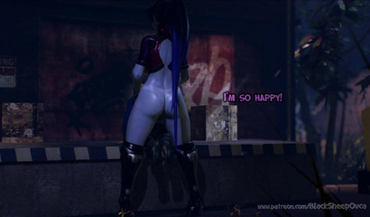 Widowmaker con futa-cock se folla al aire libre a su mayor fan
