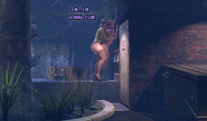 Husband and wife with futanari cock fuck each other in the alley