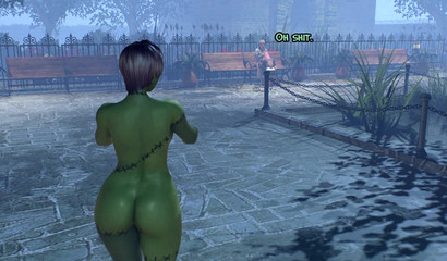 Brother and sister with futanari cock fuck each other outdoors on Halloween