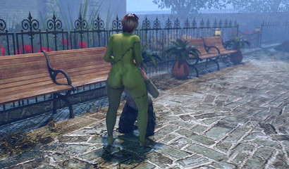 Brother and sister with futanari cock fuck each other outdoors on Halloween