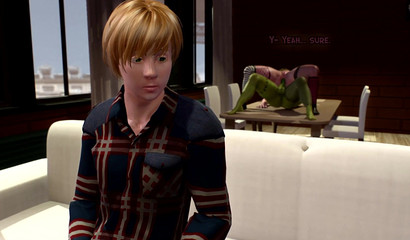 Teen boy watches his step sister fuck with futa ebony GF on Halloween