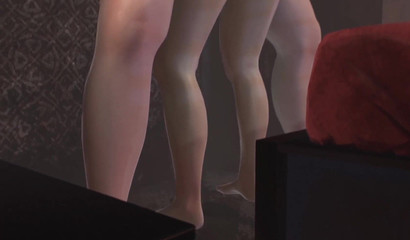 The hotel guest and futa girl from the reception have sex in the room