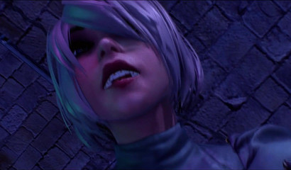 Two sexy futanari-girs fucks in a dirty alley midnight