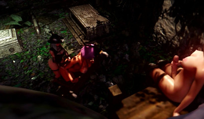 Futa Angel, Succubus and Witch have a great outdoor threesome