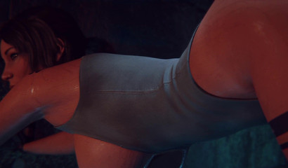 Slippery tentacles double anal penetration for Lara Croft