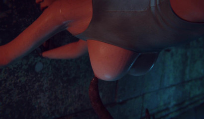 Slippery tentacles double anal penetration for Lara Croft