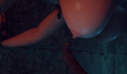 Slippery tentacles double anal penetration for Lara Croft