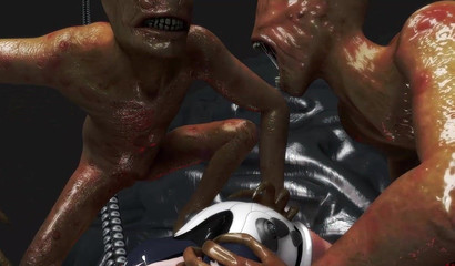 Tentacle bound girl fucked in two holes by two monsters at once