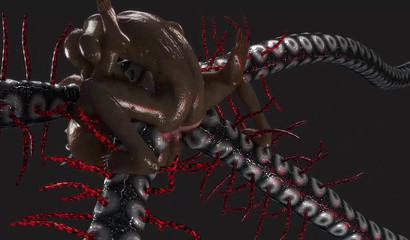 Tentacle bound girl fucked in two holes by two monsters at once