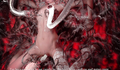 One-eyed monster shoves tentacles in the girl's cunt and fills her with sperm