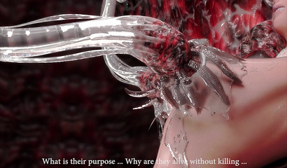 One-eyed monster shoves tentacles in the girl's cunt and fills her with sperm