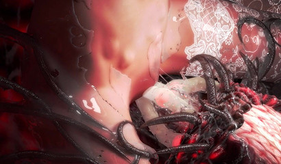 One-eyed monster shoves tentacles in the girl's cunt and fills her with sperm