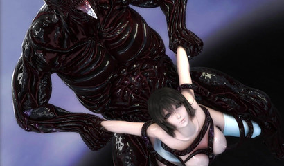 Horror monster with big cock fucks cute young girl hard