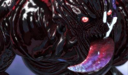 Horror monster with big cock fucks cute young girl hard