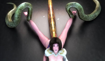 Compilation of hard rapes of asian girl Moca by different monsters