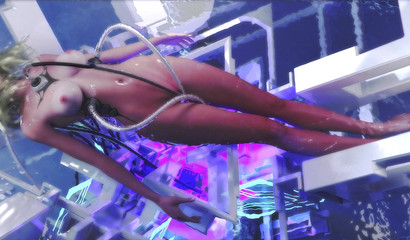 Two giant wasps and their larvae roughly fuck a girl