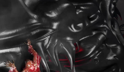 Fearless warrior girl fucked by big tentacles of a scary monster