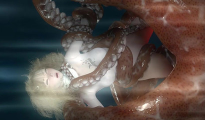 Huge octopus fucks with tentacles cute girl underwater