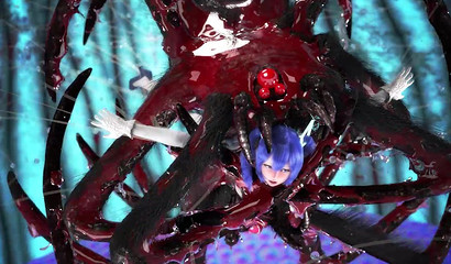 Terrible big spider fucked a screaming teen girl in her pussy