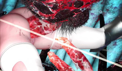 Terrible big spider fucked a screaming teen girl in her pussy