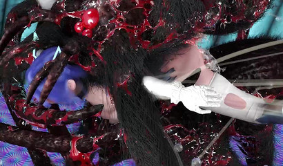 Terrible big spider fucked a screaming teen girl in her pussy