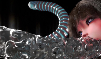 Huge slippery toad with tentacles fucks poor girl