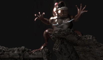 Ugly giant toad with tentacles rape fucked a warrior girl with a sword