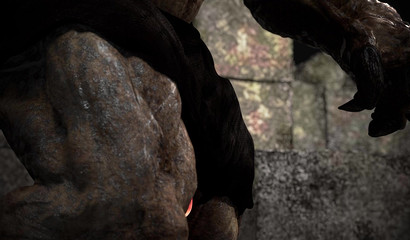 Huge horned Minotaur hard fucks warrior girl in the dungeon