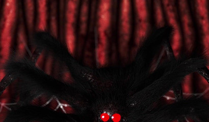 Creepy big spider watch two zombies rape a girl