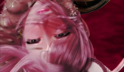 Many-faced huge monster shoves long tentacles in warrior girl's pussy and ass