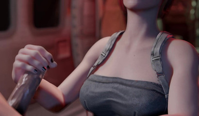 Jill Valentine jerks off guy's dick in the subway and gets a facial