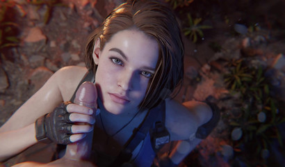 Jill Valentine slowly jerk off dick her courageous comrade