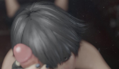 Gentle blowjob with lips ended with a cumshot in the mouth of a beautiful brunette