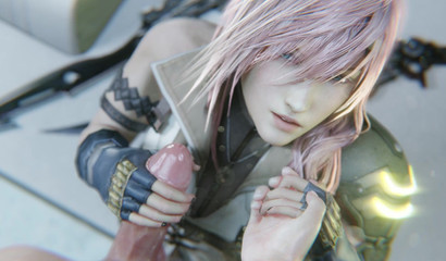 Happy guy cumshot on blonde face after perfect handjob